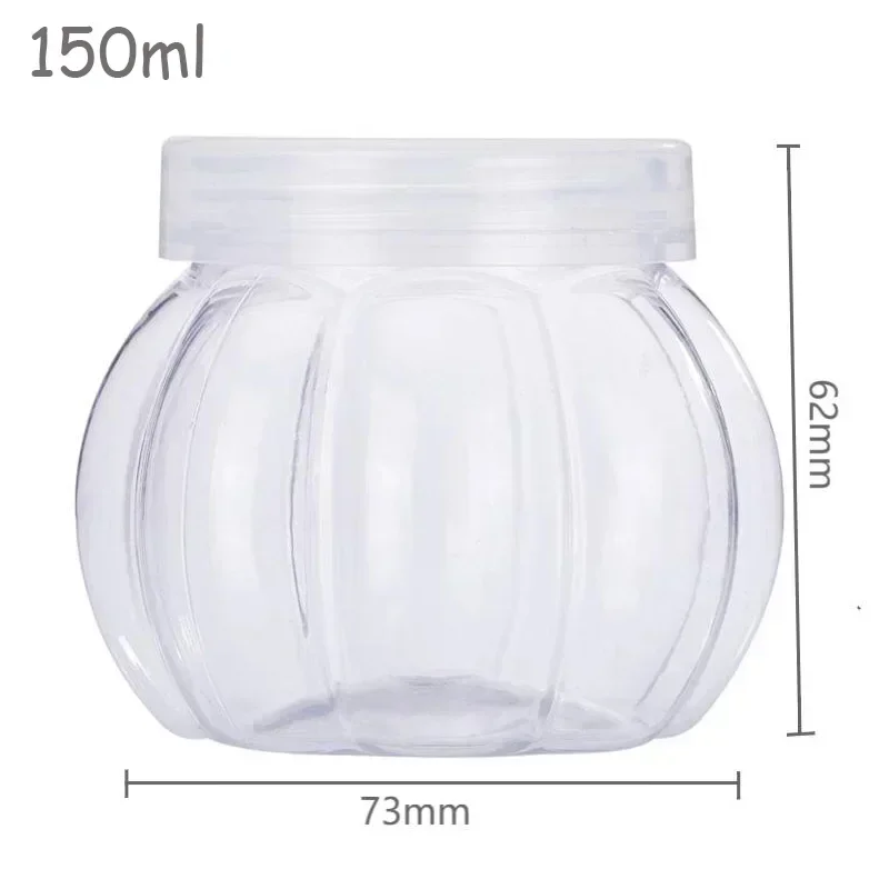 Storage Jars 12Pcs 150ml Pumpkin Jar Transparent Plastic Jar With Lid Candy Cookies Grain Tea Seasoning Storage Container Kithchen Supplies