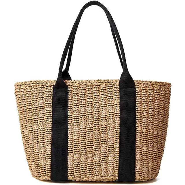 Trendy Straw Women Tote Bag Luxury Designer Rattan Woven Handbags Handmade Travel Shopper Shoulder Bag Casual Beach Bag 2023 New 1