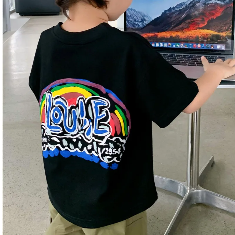 

Boys' Summer Short Sleeve T-shirt New Small And Medium Children's Round Neck Top Children's Casual Versatile Half Sleeve Fashion