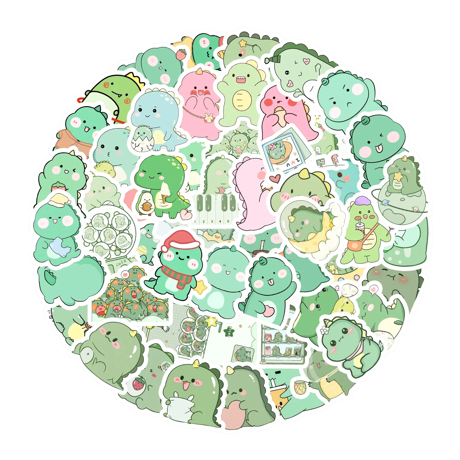 Cartoon Dinosaurs Stickers 50Pcs Cute Capybara Rabbit Cat DIY Sticker Gift Decals Decoration Suitcase Scrapbooking Laptop Phone