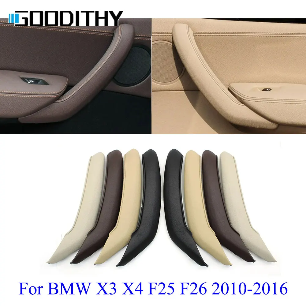 Black Beige Left/Right Passenger Door Handle Leather Outer Cover Puller Trim For BMW X3 X4 F25 F26 2010 2011 2012 2013 2014 2015