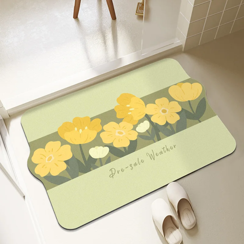 

Цветочный Свежий нескользящий коврик для ванной