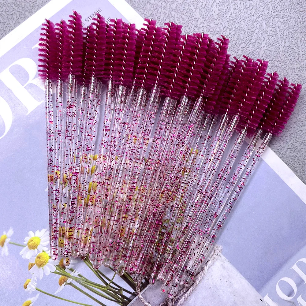 50Pcs Makeup Brushes Disposable Crystal Eyebrow Brush Diamond Handle Mascara thumbnail 8