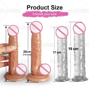 Realistic Penis Dildo for Women Men Lesbian Female Masturbator Strap On Dildos Soft Suction Cup Anal Plug Sex Toys for Adults 18 3