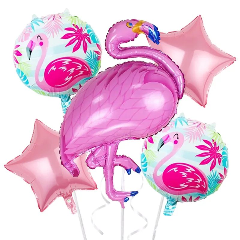

1set Hawaiian Party Flamingo Balloons 18inch Star Balls Tropical Summer Party Supplies Wedding Kids Birthday Decorations