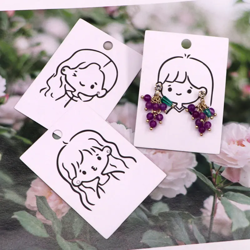 25-50pcs/lot Earrings Cards 5x7cm Cute Girl Cards Packing Paper Tags for DIY Jewelry Earrings Studs Display Cards Retail Holders 50pcs cute headrope display cards flower packing cards for diy jewelry necklace bracelets girls headband retail price tag labels