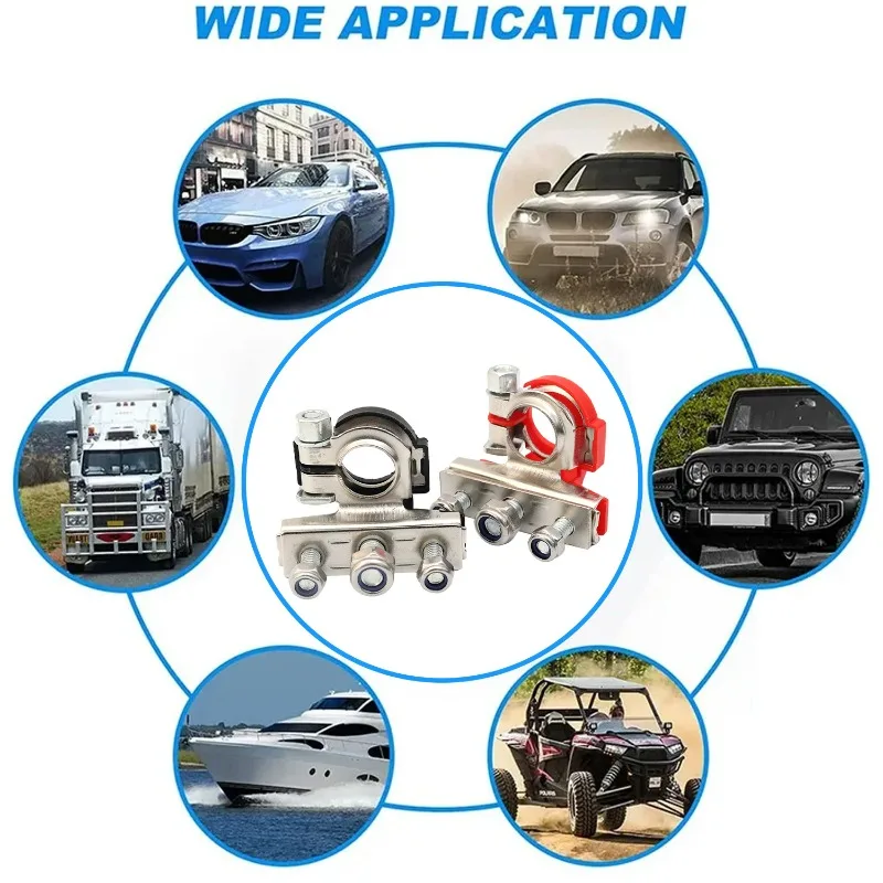 Battery Terminal Connectors Positive Negative Car Battery Terminals Clamp Connector Quick Release Disconnect 12V/24V Accessories