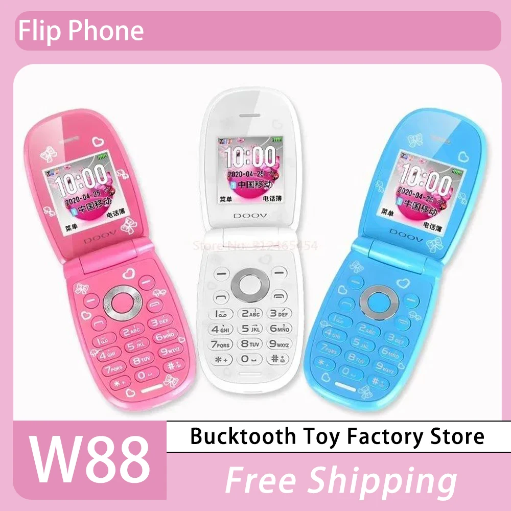 

Sanrio Flip Phone Kawaii Hello Kitty Phone Female Ultra-small Mobile Version Of Personality Mini Pocket Mobile Phone W88 Kid Toy