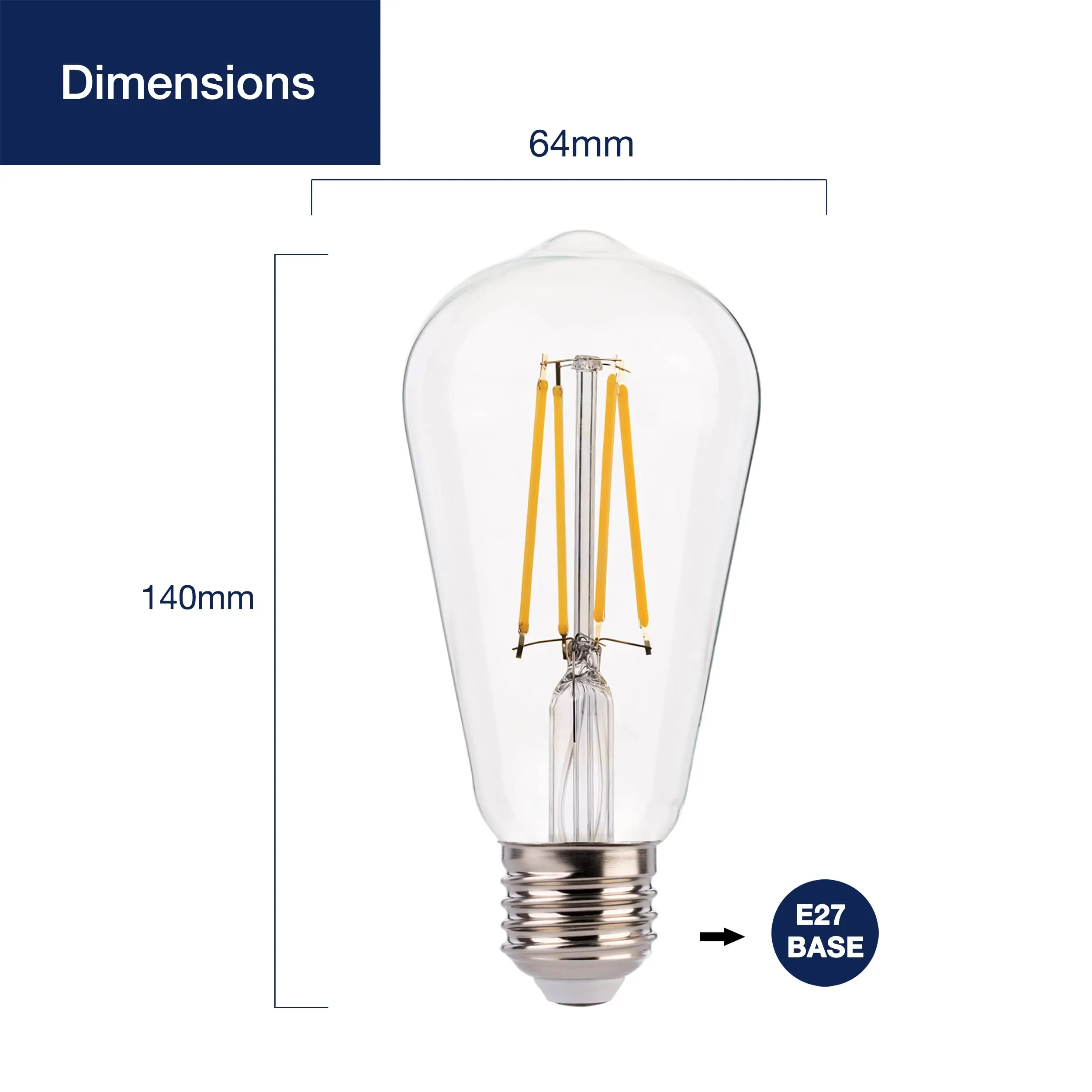 4PCS Retro LED Edison Filament Light Bulbs ST64 E27 85-265V  8W warm white 2700K natural white 4500K 360 Degree Energy Lamps