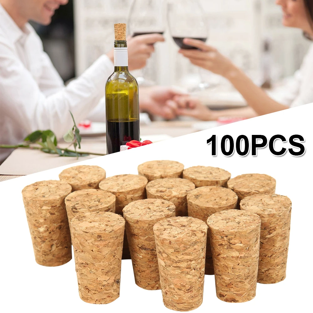 100PcsTaperedWineCorkReusableNaturalWoodCorksPortableSealing