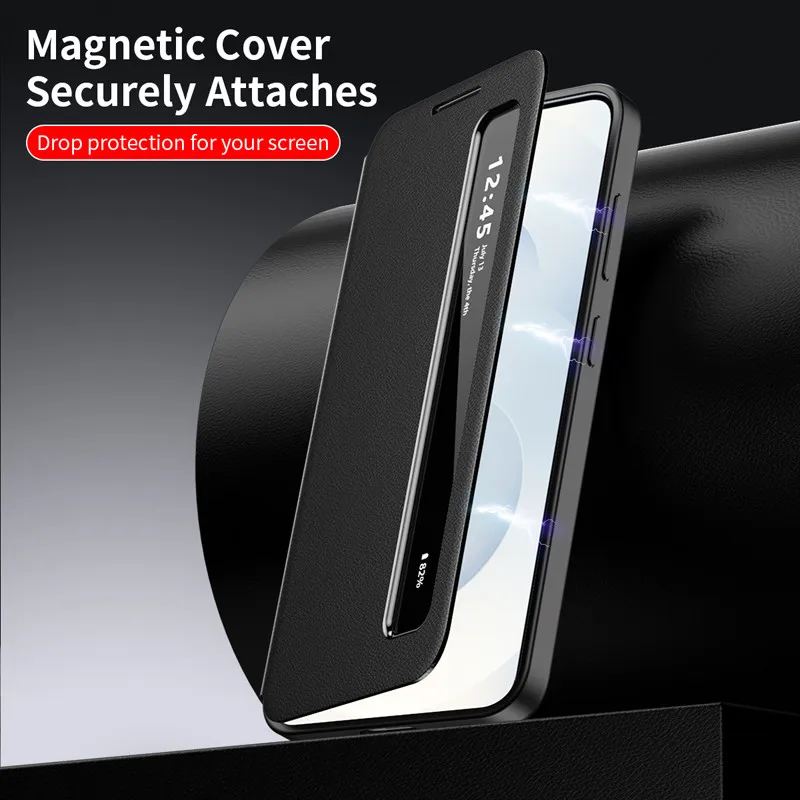 Premium All-Inclusive Flip Leather Phone Cover with Smart Slide Window