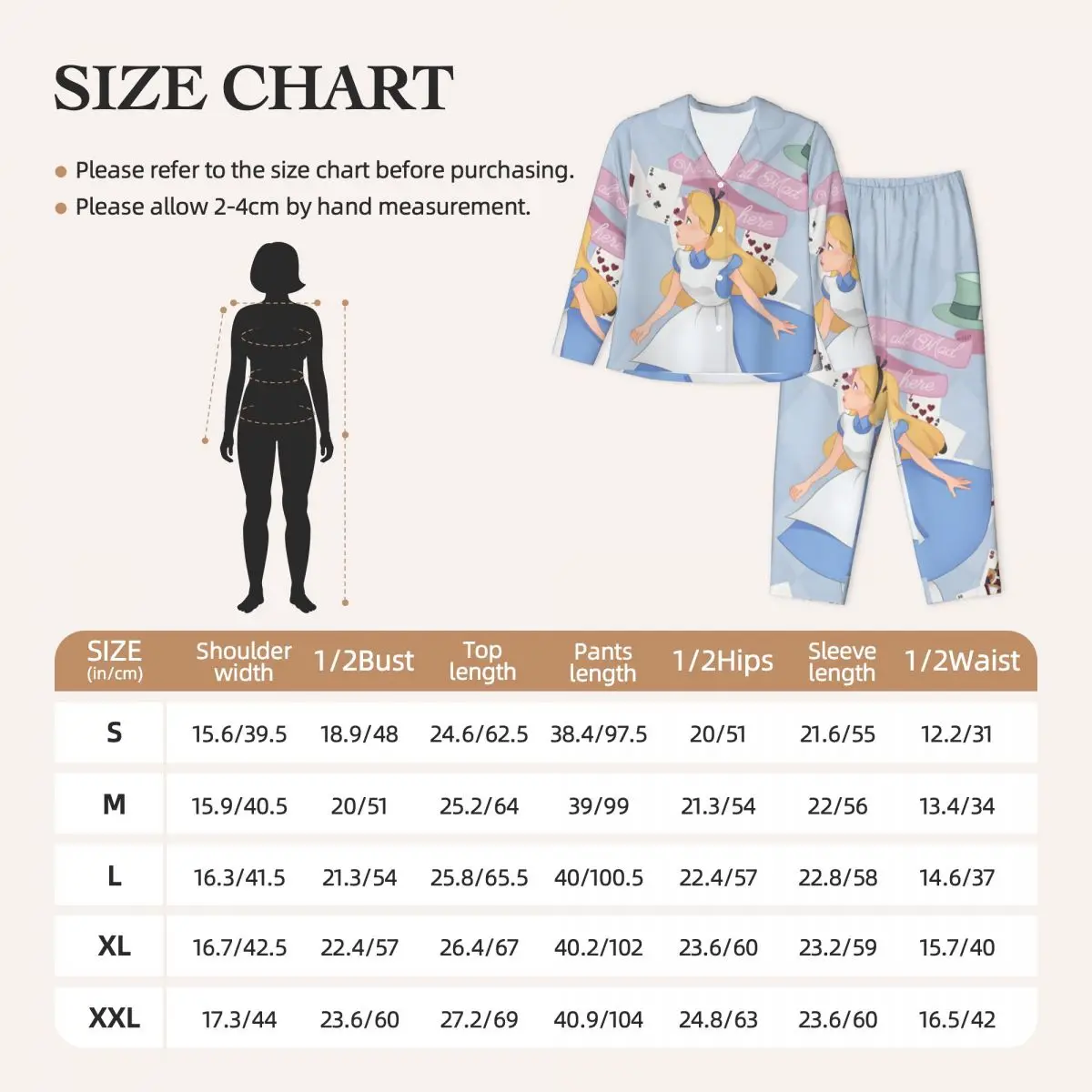 Alice-in-Wonderland Women Pajamas 2 Pieces Set Loungewear pyjama pour femme 6