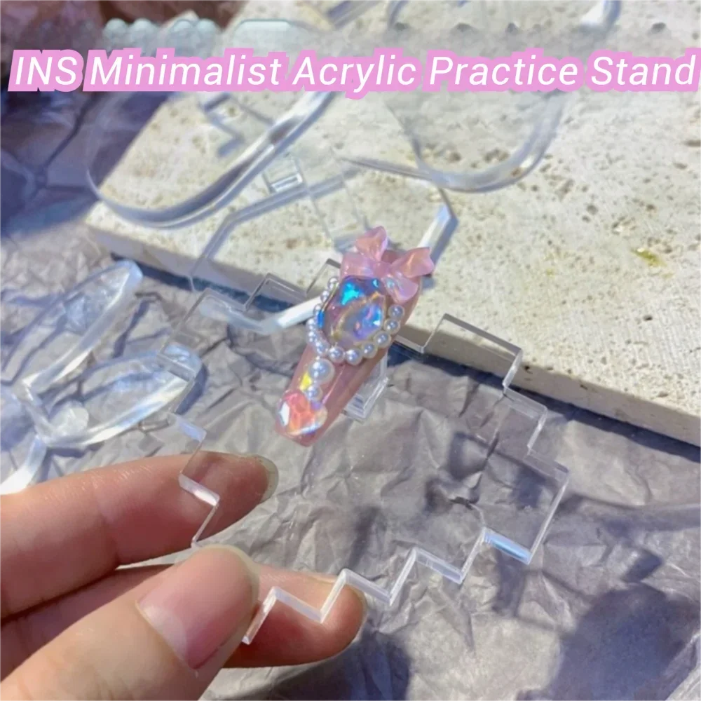 Acrylic Acrylic Nail Holder Transparent Heart Shape Nail Art Display Stand Transparent Nail Display Stand Nail Art Practice