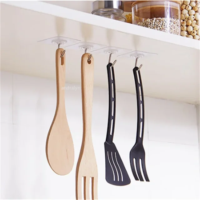1-20 pièces crochets Transparent fort auto-adhésif porte cintres muraux crochets aspiration charge lourde support tasse ventouse pour cuisine salle de bains 2