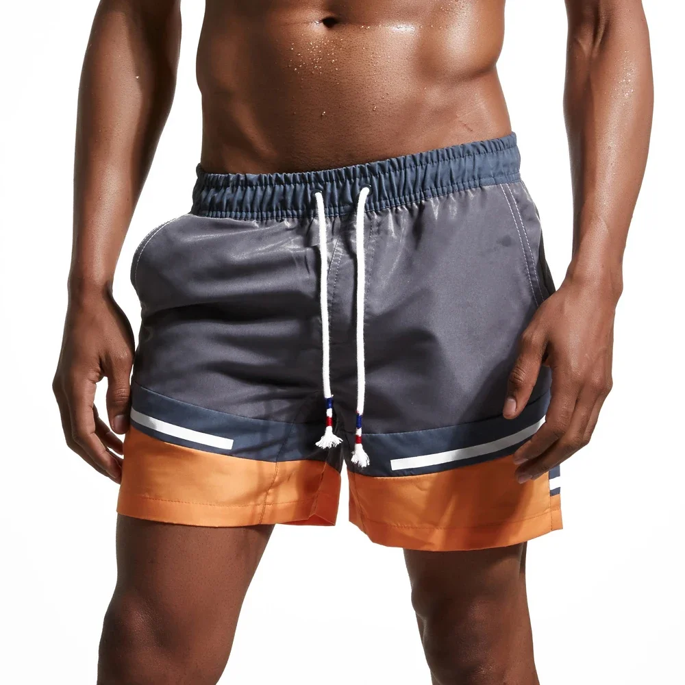 Beach Pants Summer New Style Men's Swim Shorts Pocket Mens Swimming Shorts Quick Dry Beach Trunks Swimwear with Mesh Lining 2