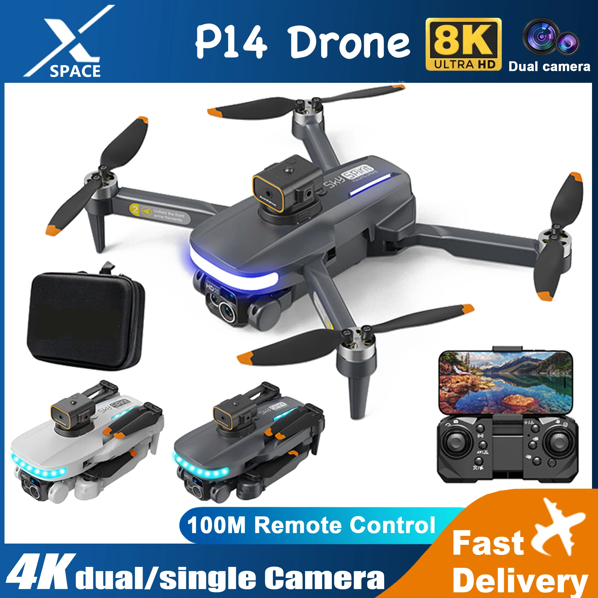 

Новый профессиональный мини-Дрон P14 4k 8K HD камера обхода препятствий Воздушная фотография оптический поток складной Квадрокоптер подарки игрушки