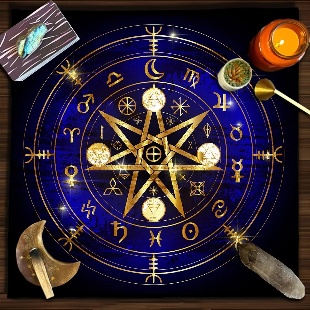 Forma quadrata Pendolo Divinazioni Mat Tovaglia Gioco da tavolo Pad Rune Tovaglia Metafisica Gioco da tavolo Mat