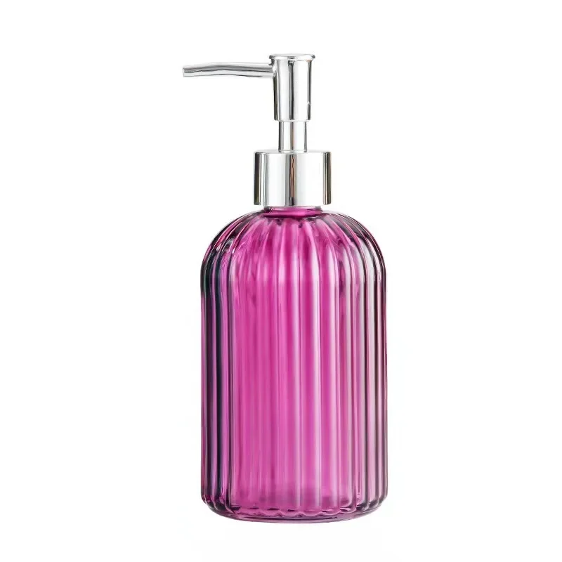 400ml Vertical Stripe Refillable Glass Pump Bottle