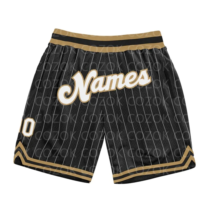 Custom Black Orange Authentic Basketball Shorts 3D Printed Men Shorts Name Mumber Quick Drying Beach Shorts