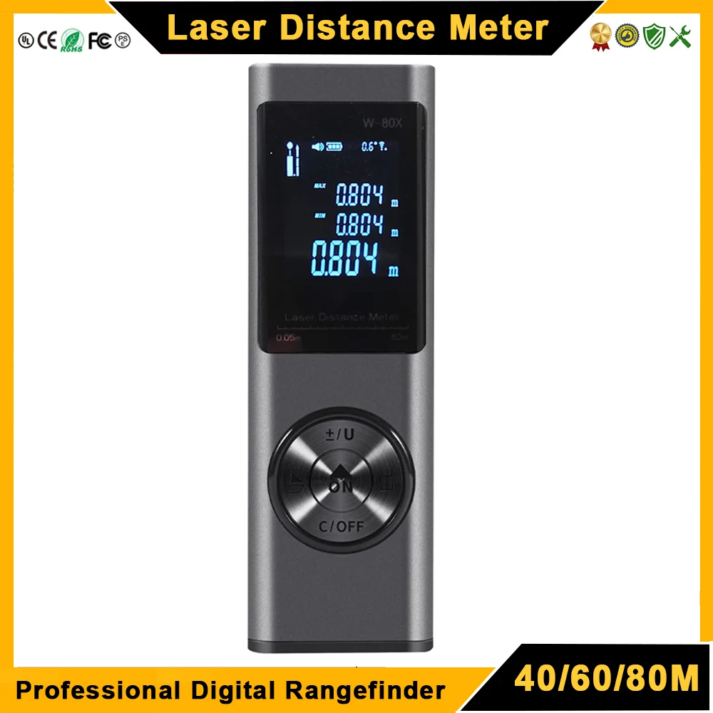 Digital Rangefinder Laser Distance Meter Module Ft/M/In 40M 60M 80M Distance Area Volume Continuous Laser Tape Trena Meter