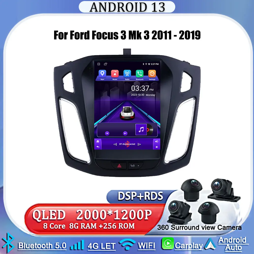 

For Ford Focus 3 Mk 3 2011 - 2019 For Tesla style screen Car Radio Multimedia Video Player Navigation GPS Android No 2din 2 din