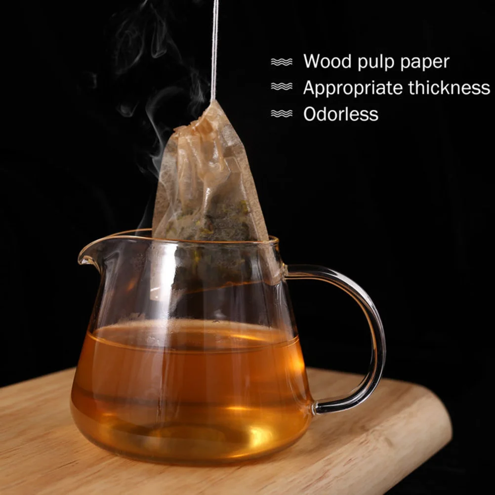 200pcs Drawstring Tea Filter Bags Unbleached Paper Tea Bag Infuser Sachets for Loose Leaf Coffee 5x7cm