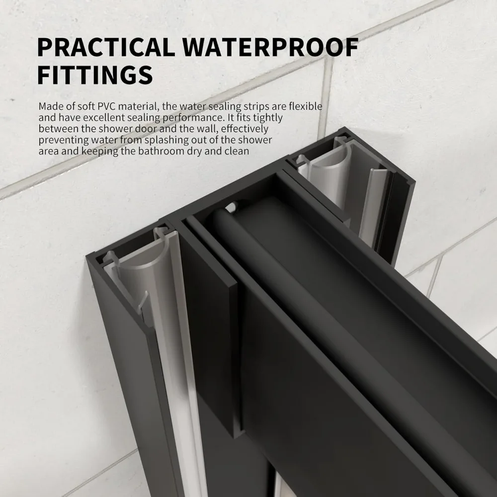 Frameless Shower Door,60" W X 74" H Double Sliding Door with 5/16" SGCC Tempered Clear Glass,Matte Black Shower Door 5