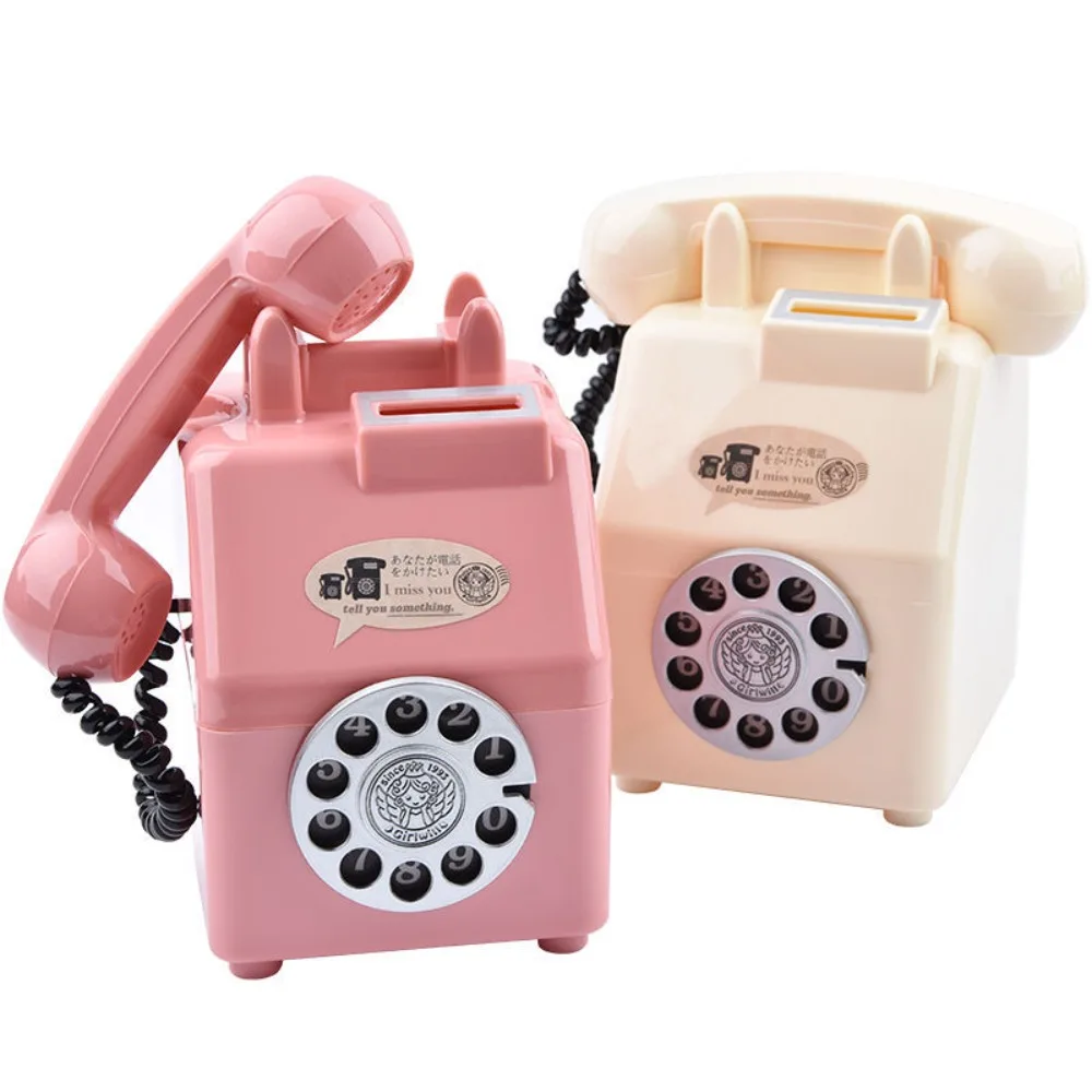 Simpatico salvadanaio a forma di telefono retrò, regalo creativo, scatola per monete e denaro, mobiletto per vini, ornamenti in plastica per bambini._voghion.com
