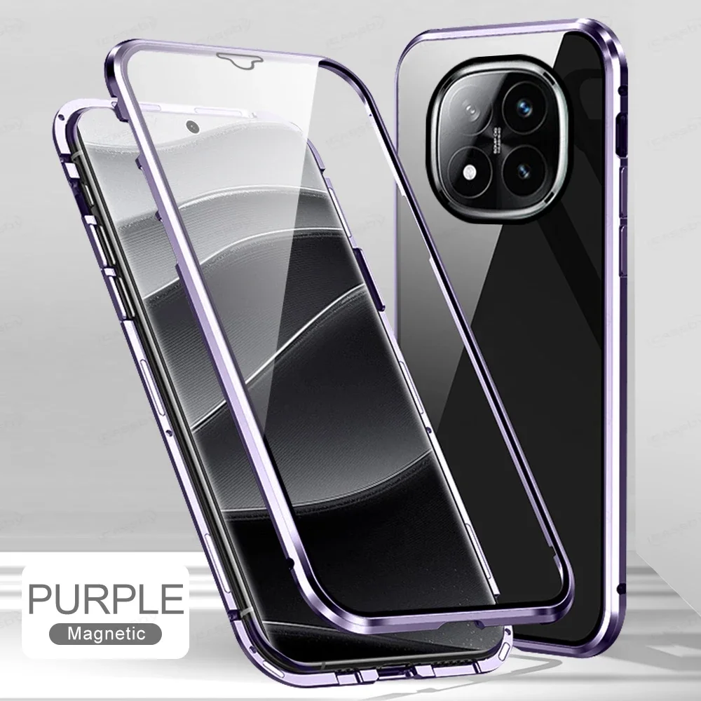 360 Full Body Clear Double-Sided Glass Magnetic Shockproof Metal Phone Case