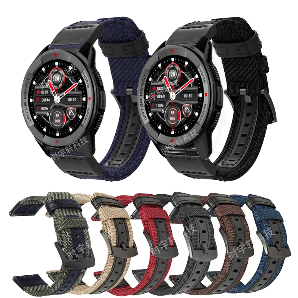 

For Xiaomi Mibro X1 Smart Watch Strap Nylon Leather Sport 22mm Watchband For Realme Watch 2 S Pro/Xiaomi Watch S1 Bracelet