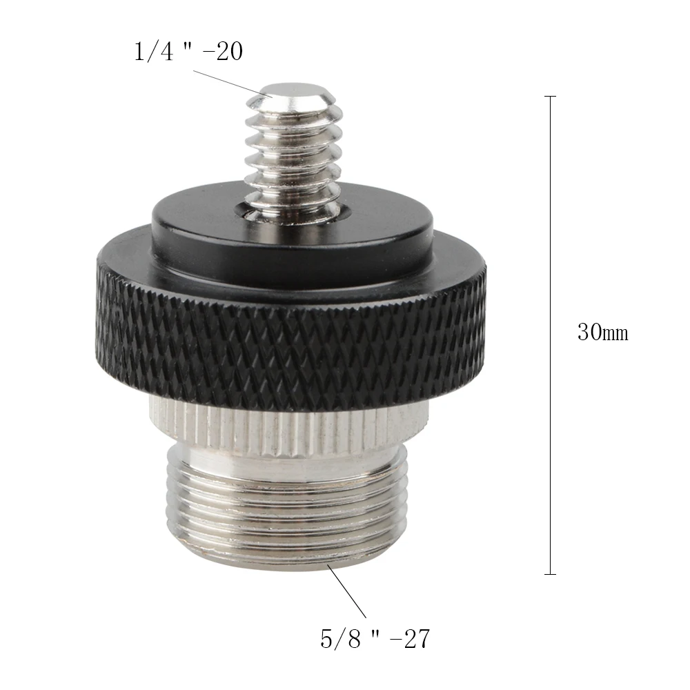 Double-ended Screw Adapter With 5/8"-27 Male To 1/4"-20 Male For Microphone/Quic