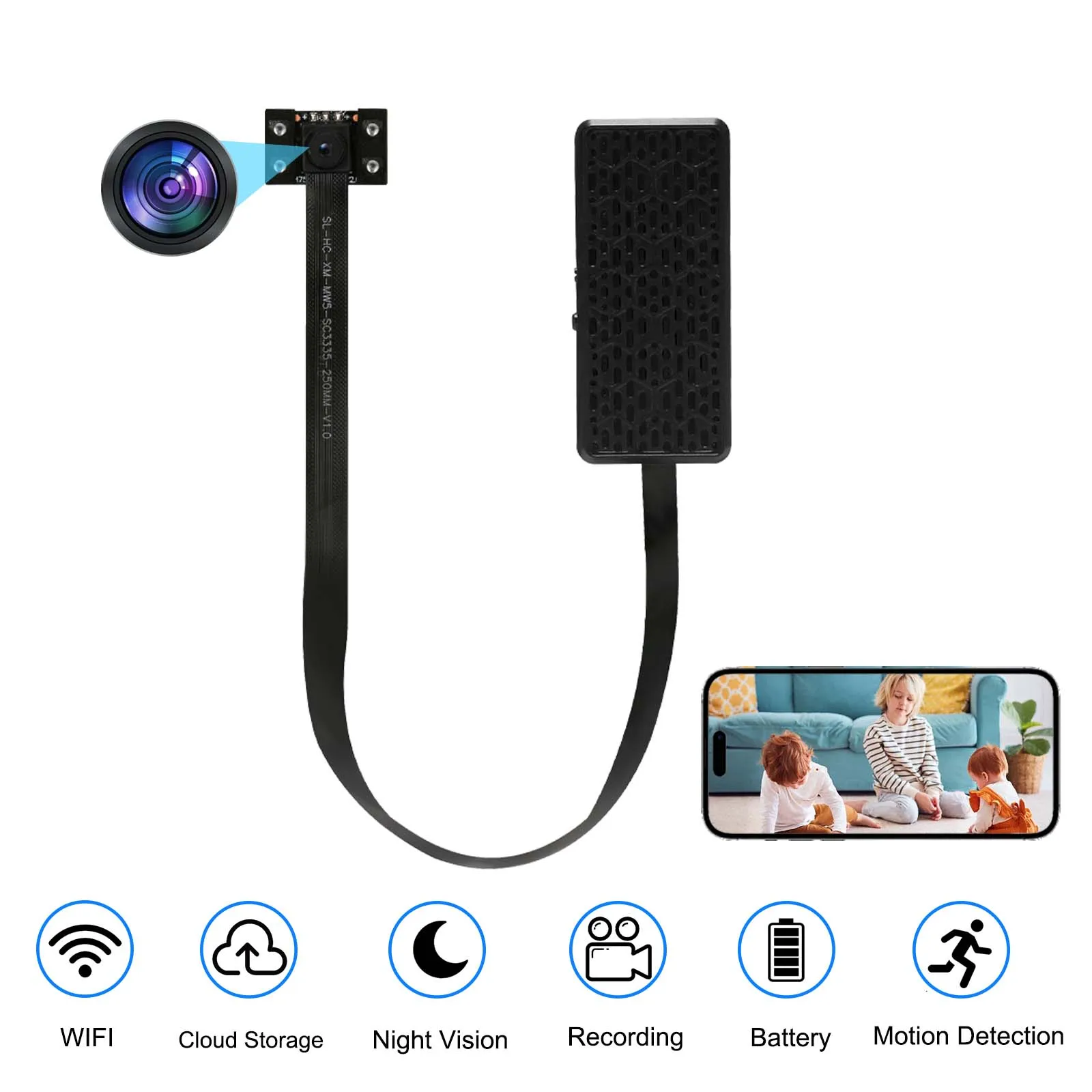 Миниатюрная Wi-Fi камера наблюдения «сделай сам» с разрешением 4K, ночным видением, датчиком движения, удаленным просмотром и хранилищем SD-карты