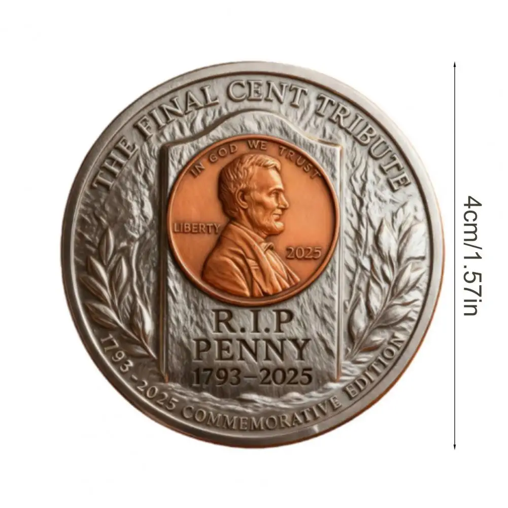 4cm Final Cent Memorial Coin (1909-2025) Last Tribute Token Historical Commemorative Coin Vintage-Style Keepsake For Collectors