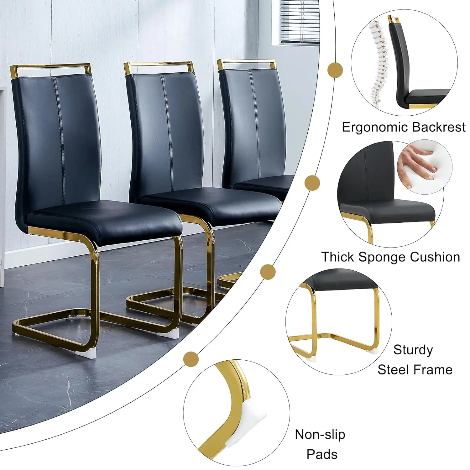 Gold Black Dining Set 5