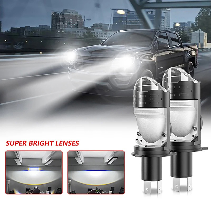 1Pc High Power H4 LED Projector Len Direct Insertion High Low Light Car Motorcycle Turbo Fan Lamp Super Bright Waterproof