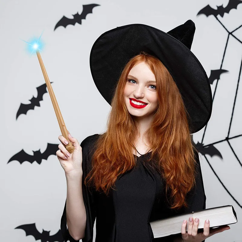Magical Light-Up Wizard Wand with Hat for Kids - Halloween Pretend Play Toy