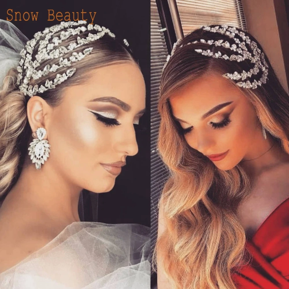 A254 Silver Gold Bride Headband Rhinestone Hair Jewelry for Women Tiaras Headpiece Crystal Wedding Headdress Bridal Headwear jewelry accessories hair accessory hair headdress bridal headwear hair band crown