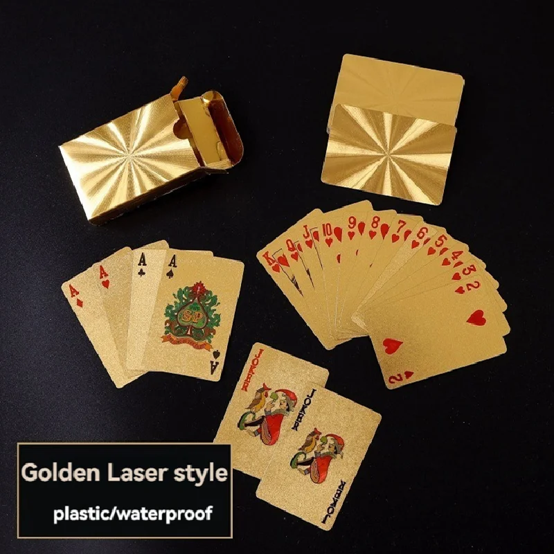 Golden Color Playing Card Game Card Group Waterproof Poker Suit Magic Dmagic Package Board Game Gift Collection Image 4