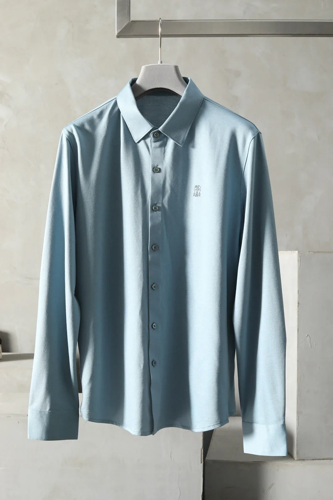 

ZEMKY Leisure Long Shirt men Micro brushed fabric 2024 summer new ventilate Solid color Embossing decoration old money