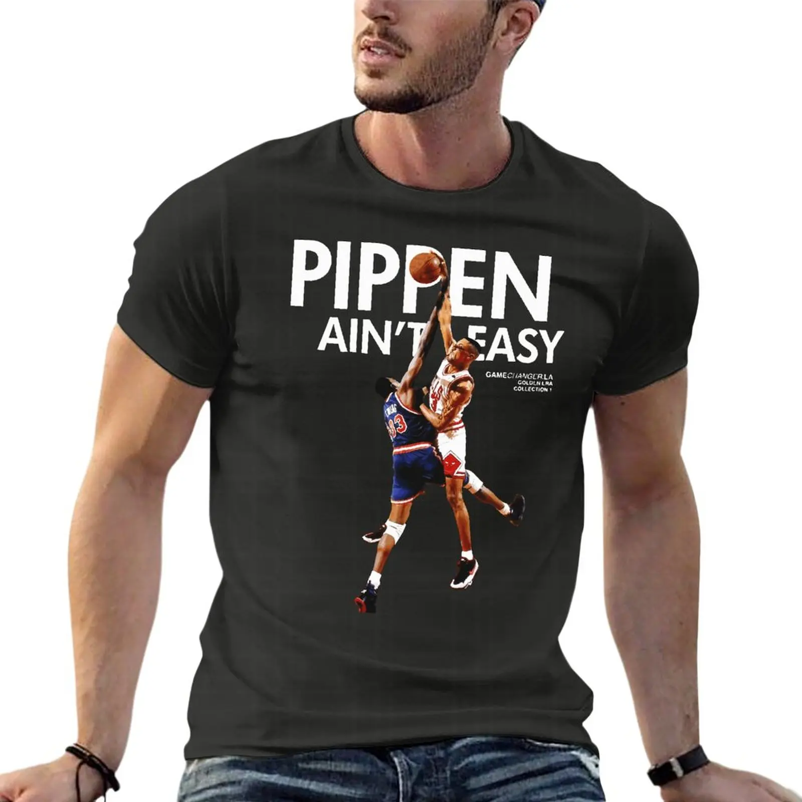 

Pippen Ain'T Easy Oversized T-Shirts Fashion Men'S Clothing Short Sleeve Streetwear Plus Size Tops Tee