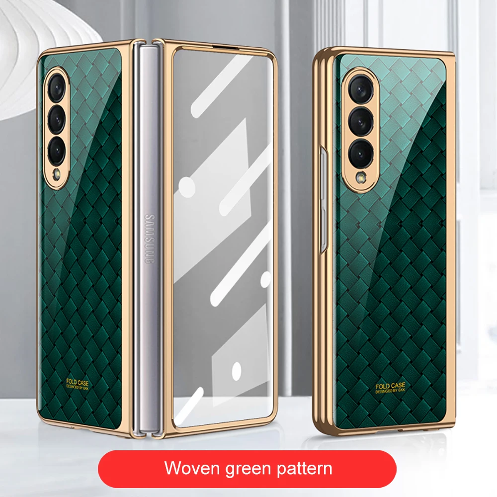 samsung silicone Sang Trọng Kính Cường Lực Dành Cho Samsung Galaxy Z Gấp 3 Ốp Lưng 5G Mạ Nhựa Khung Kính Cứng Dành Cho galaxy Z Fold3 kawaii phone case samsung Cases For Samsung