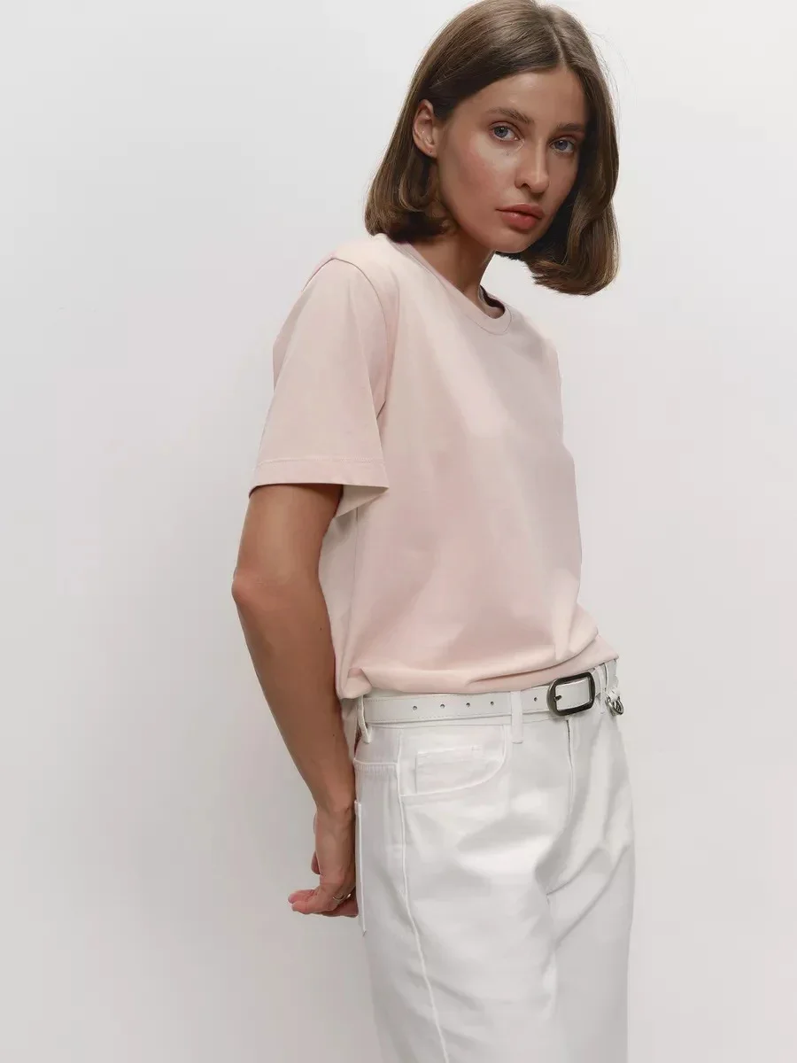 Cotton Summer Womens T-Shirt - Short Sleeve Loose Basic Top