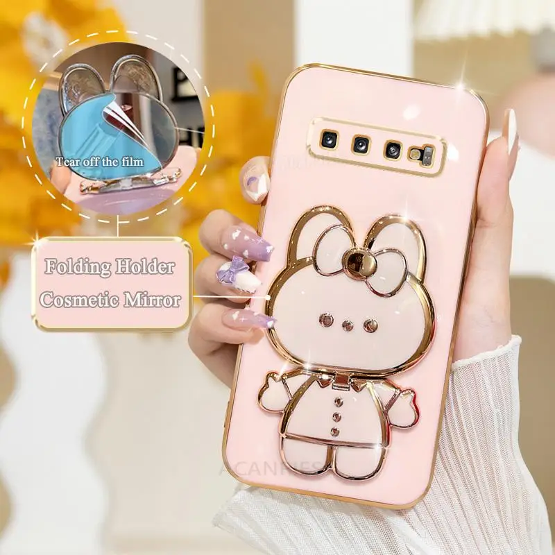 Mirror Plating Foldable Silicone Stand Case with Holder