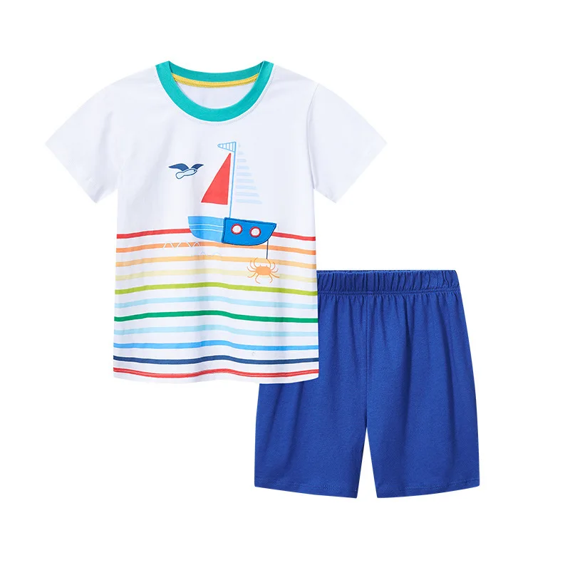 

European American Style Summer Fashion New Cotton Children's Clothing Boys Cartoon T-shirt Shorts Sets For Kids Suit 2-7 Years