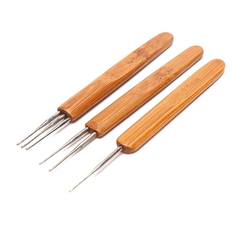 Crochet Hook Dreads Loc Crochet Needle Wooden Handle 0.5Mm 0.75Mm For Dreadlocks Braids Hair Making Needle Tools For Dreads 5