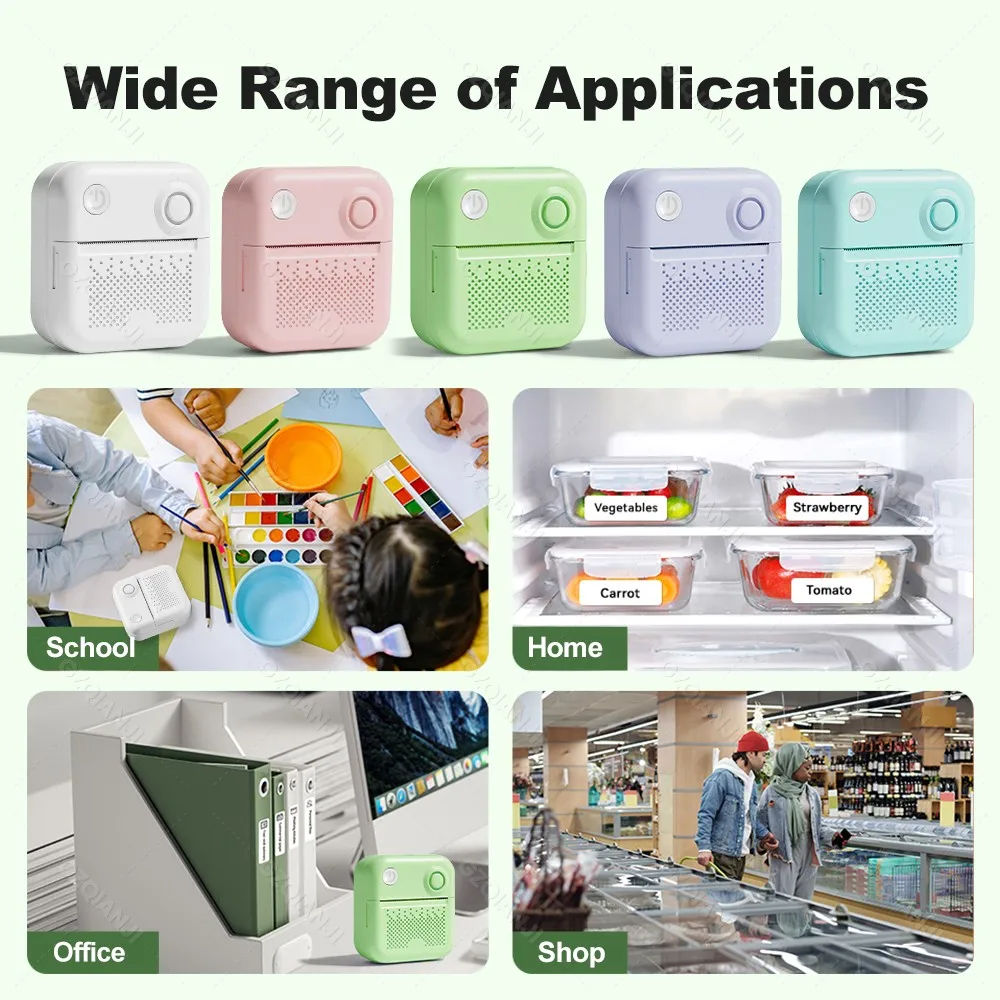 GZQIANJI D3 Portable PrinterThermal Paper Stickers Paper Mini Printers Labels Maker Printer for Error Printing Photo Printing