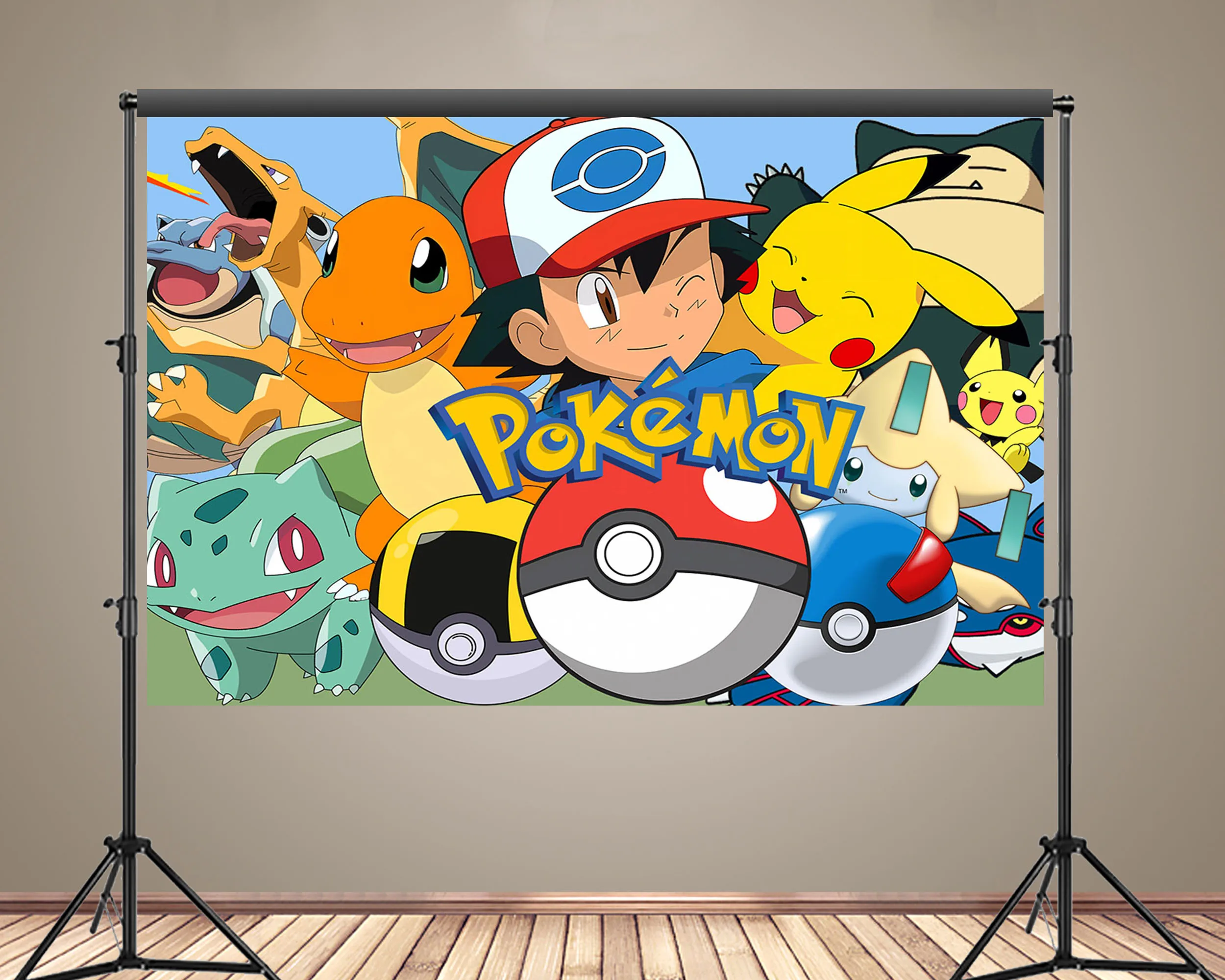 

Pokemon Custom Backdrop Kids Birthday Party Decoration Pikachu Baby Shower Photography Background Cover Photo Banner Props