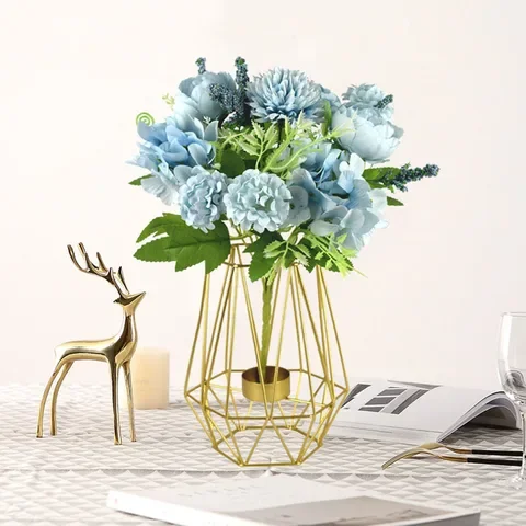 

9 Heads Artificial Flowers Peony Hydrangea Fake Flowers Living Room Bedroom Home Accessories Party Wedding Decoration Bouquet