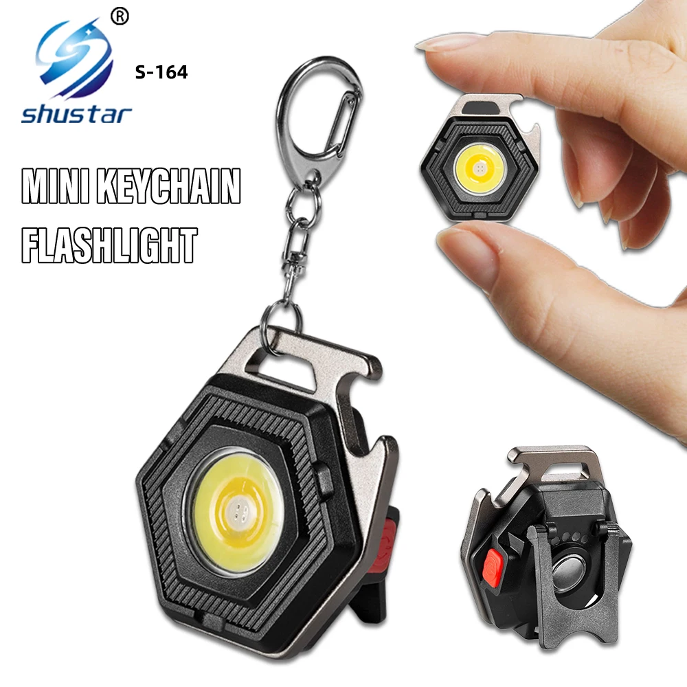 Mini Camping Light LED Flashlight Lantern USB Charging COB Keychain Work Light Floodlight with Strong Magnet IP64 Waterproof