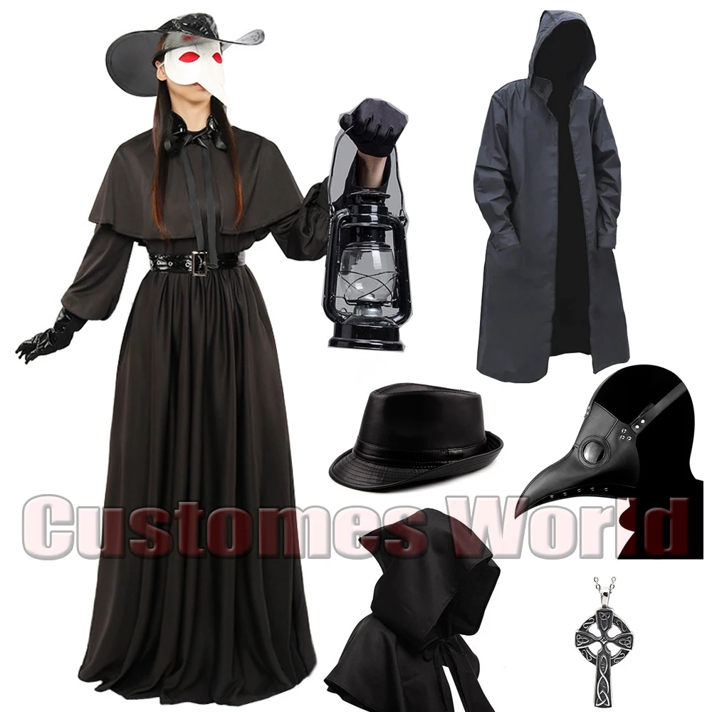Halloween Steam Medievale Peste Medico Costume Cosplay Maschera Becco Per Uomo Donna Cyberpunk Uniforme Stage Party Accessori Puntelli